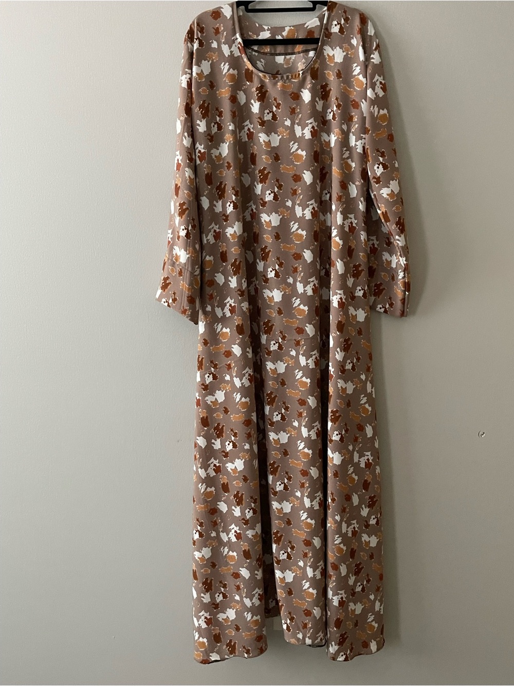 Women's Long Sleeve Maxi Dress in Brown Floral Print